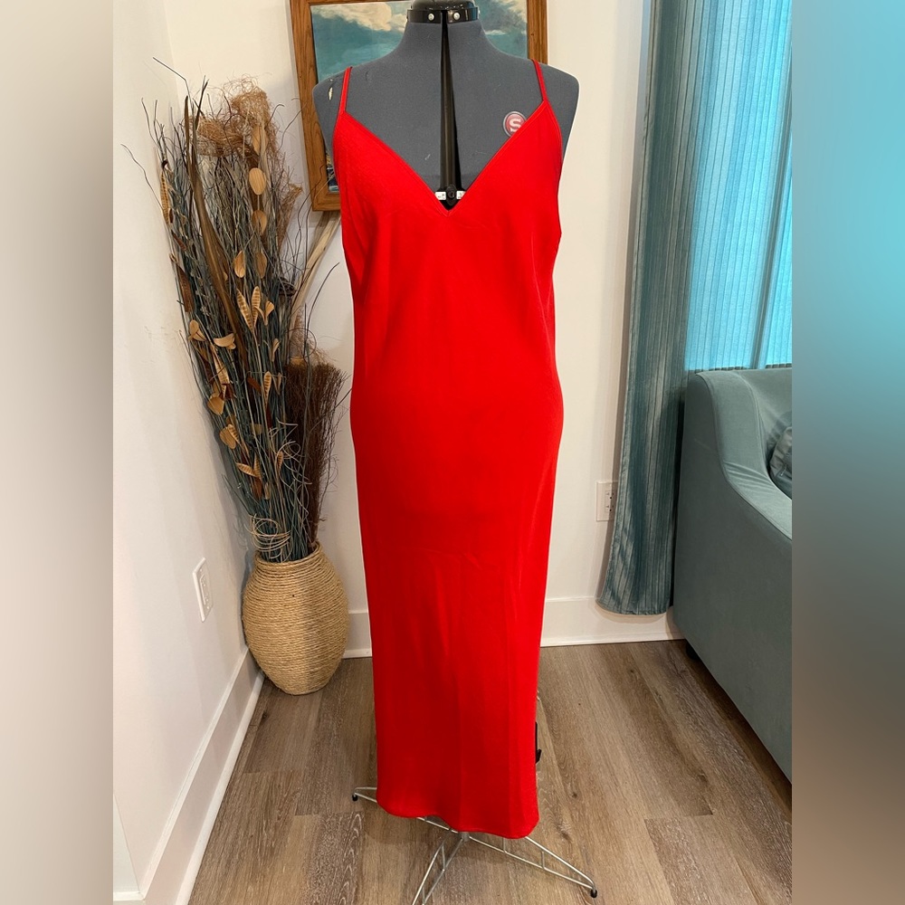Red Satin Slip Dress